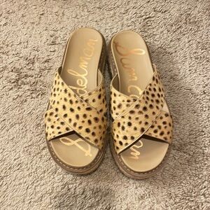 Platform Sam Edelman calf hair slides